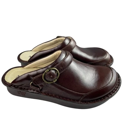 Zuecos Alegria Sevilla para mujer EU 39/US 9 zapatos cómodos sin cordones de cuero marrón Foto 1 de 4