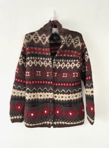 Lauren Ralph Lauren cardigan donna vintage lavorato a mano lana Aztec Navajo P/P Petite - Foto 1 di 23
