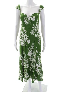 Reformation Women's Sleeveless Smocked Flare Midi Dress Green Floral Size 6 - Bild 1 von 7
