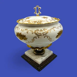 Hollywood Regency Reichenbach Porcelain Candy Dish with Marble Base - Picture 1 of 9