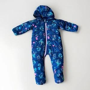 Joules Snowsuit Pram suit Age 9-12 Months Zip Up Floral Hooded Excellent - Picture 1 of 24