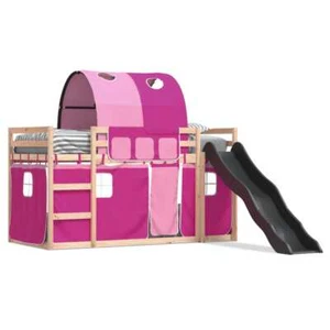 Bunk Bed with Slide and Curtains Pink 80x200 cm vidaXL - Picture 1 of 12
