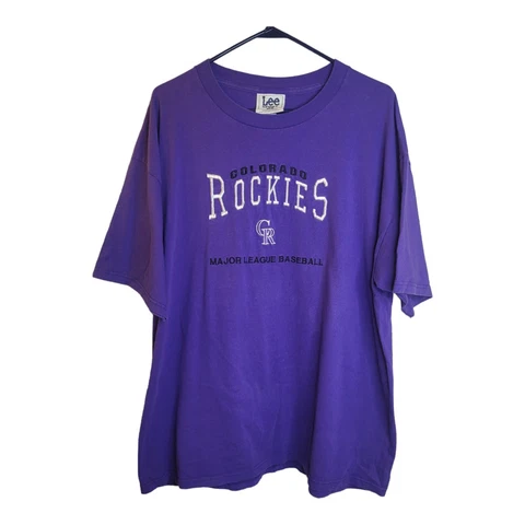 VTG Lee Colorado Rockies Shirt 2XL Purple Tee Short Sleeve USA 90s Embroidered Cover
