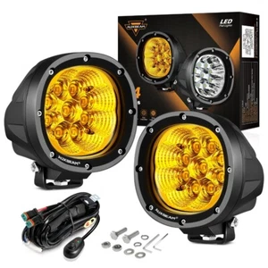 AUXBEAM 4" LED Work Fog Light Amber/White Flood Offroad Driving Light Universal - Picture 1 of 14