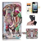 ( For Iphone 5 / 5s ) Wallet Flip Case Cover Aj21654 Elephant