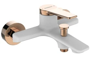 Weiß Rosegold Wannenarmatur Wandmontage Einhebel - Bild 1 von 2