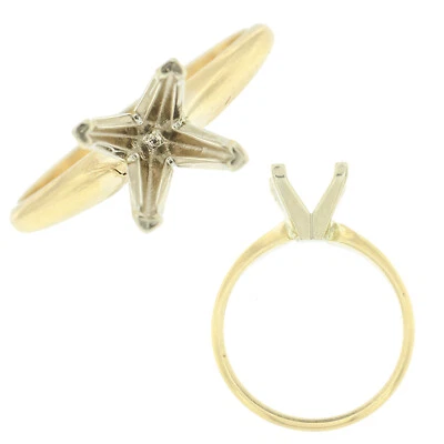 14K Yellow Gold Princess Engagement Solitaire Ring 4Prong Mounting Solid Setting - Image 1 of 4