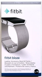 Fitbit Blaze Accessory Genuine Leather WristBand SS Frame & Clasp Large Grey New - Picture 1 of 8