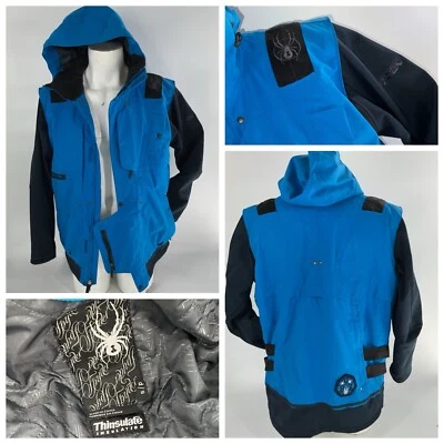 Chaqueta de esquí Spyder 893 Thinsulate S para hombre azul capucha cremallera manga como nueva YGI E4-36 Foto 1 de 4