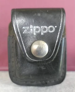 Black Leather Snap Close Zippo Lighter Case w Belt Clip Made in USA - Picture 1 of 8