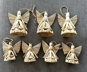 Straw Angel Christmas Ornaments Lot of 7 Scandanavian German Polish - Picture 1 of 8