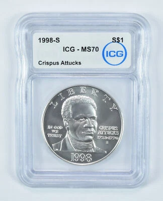 1998-S Black Patriots Commemorative Silver Dollar MS70 ICG - Image 1 of 4