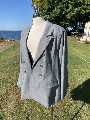 NWT Lane Bryant Tailored Stretch Jacket Blazer Size 28 Grey Plaid White Black - Image 1 of 4