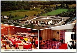 Postal ON Peterborough Rock Haven Motel Multi Vista Aérea Comedor - Imagen 1 de 3