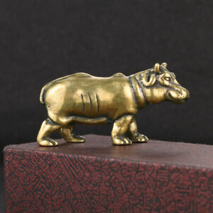 Solid Brass Hippo Figurines Small Hippo Statue House Ornament Animal Figurines