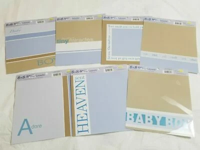 NUEVO Lote 8 MME Lay-over Diseños Bebé Niño 8 x 8 Color Azul Marrón Álbum de Recortes -F Foto 1 de 4