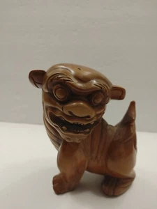 SHISHI LION FOO DOG KOMAINU Statue Wood Carving Japanese Temple Statue #2 - Picture 1 of 11