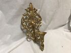 Vintage Home Interior Gold Metal Wall candleholder Fancy Cartouch Sconce 
