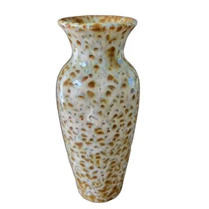 Drip Glaze Ceramic Flower Vase Birds Eye Glossy Brown Cream Multicolor Pottery. - Picture 1 of 19
