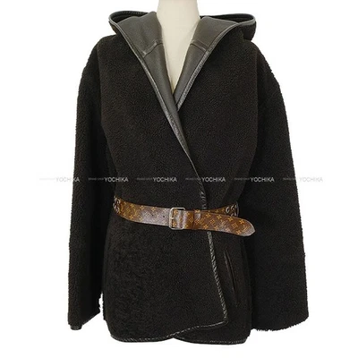 2022 LOUIS VUITTON Ladies Reversible Long Coat Monogram Belt & Hood Noir (Bl... - Image 1 of 4