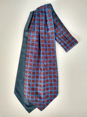 Medallones geométricos vintage de sarga de seda ASCOT AZUL/multicolor usados en excelente estado Foto 1 de 2