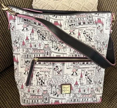 Dooney Bourke Disney Minnie Mouse Happy Place Main St. Castle Parisian Cafe Hobo - Image 1 of 4