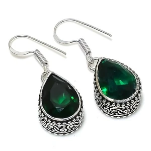 Chrome Diopside Gemstone Handmade 925 Sterling Silver Jewelry Earring 1.42" e609 - Picture 1 of 4
