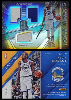 2017-18 Spectra Kevin Durant Triple Threats #TT-14 Game-Worn Triple 98/99 - Image 1 of 3