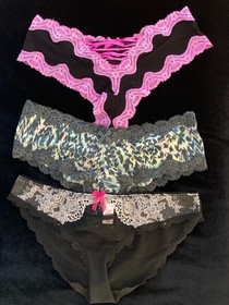 Victoria&rsquo;s Secret sz M Cheeky & Cheekini Panty Bundle Lot Of 3 Panties
