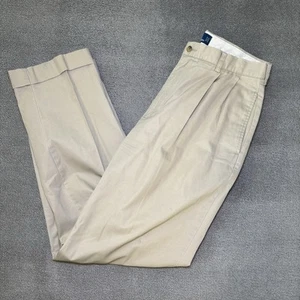 Polo Ralph Lauren Hammond Pants Mens 34x32 Beige Pleated Cuffed Chino #710 - Picture 1 of 13