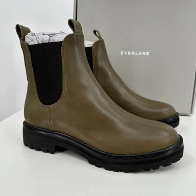 Everlane The Lug Chelsea Boot Beech Green 9.5 Women's Leather Ankle Chunky Sole - Image 1 of 4