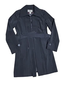 London Fog Size S Double Breasted Black Lined Trench Coat Excellent Condition/BD - Picture 1 of 7