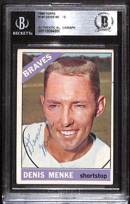 1966 Topps 184 Denis Menke  BGS Auto Autographed BAS Authentic C99625 - Image 1 of 3