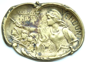 WW1 WWI France Patriotic ''VERDUN'' Brass Relief Design Ashtray - Picture 1 of 3