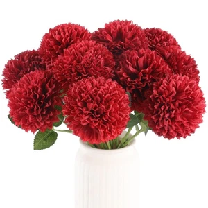 12 Piezas Crisantemos Artificiales Flores Borgoña Rojo Flores, Falsas Mamás Seda... - Imagen 1 de 9