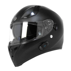 T15B Torc Bluetooth Full Face Dual Visor Street Motorcycle Helmet Flat Black L - Bild 1 von 2