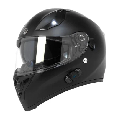 T15B Torc Bluetooth Full Face Dual Visor Street Motorcycle Helmet Flat Black L - Image 1 of 2