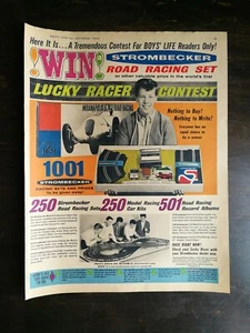 Juego de carreras de carretera Strombecker 1963 vintage coches de ranura original página completa anuncio a color - Imagen 1 de 1