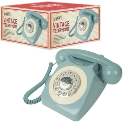 Benross Vintage Style Retro Shabby Retro Telephone Ideal For Home/Office - Blue