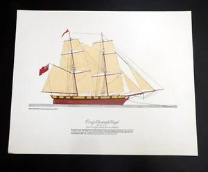Maritime Vintage Print of the Brig General Gage 16” x 20” 49 Years Old by F. R. - Picture 1 of 7