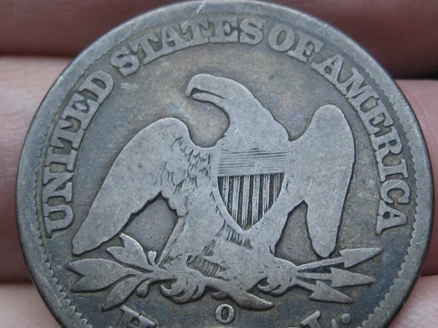 1857 O Seated Liberty Half Dollar- New Orleans, About Good Details Cover