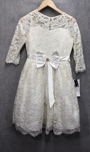 Rare Editions Girls Dress Size 14 Festive Gold Sprinkles Ivory NWT - Picture 1 of 16