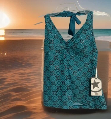 Nuevo con etiquetas Camiseta Tankini Converse One Star Med Turquesa Plata Halter Foto 1 de 4