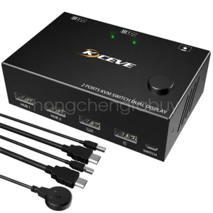 NUOVO 2 in 2 Out HDMI KVM Switch 2 Porte USB Doppio Monitor 2 Interruttore di Controllo Computer - Foto 1 di 14