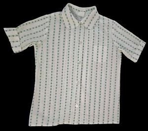 Girl Scout Vintage Green Clover Blouse Size 14 Short Sleeve Button Up New York - Picture 1 of 7