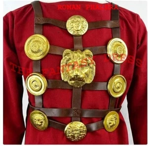 Roman Phalera Brass Belt Roman Soldier Costume Roman Leather Medieval Costume - Picture 1 of 6
