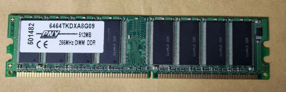 PNY 512 MB DDR Ram 266 MHz, DIMM  6464TKDXA8G09 - Image 1 of 1