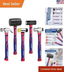 Versatile Hammer Set: 5 Pieces Including Claw, Ball-Peen & Double-Faced Mallets - Picture 1 of 9