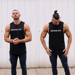 Men Stronger Deep Cut Gym Bodybuilding Muscle Training Cotton Tank Top Vest - Picture 1 of 12
