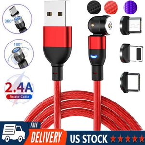 Magnetic Charging Cable 180+360° Rotate Phone Charger Adapter For iPhone Type C - Picture 1 of 15